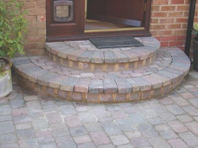 DOuble step built with Tegula blocks and brick