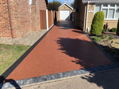 Red Tarmac Driveway With Charcoal Border in Somerset